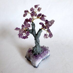 NEW 6.5” AMETHYST BONSAI CRYSTAL TREE OF LIFE GEMSTONE CHAKRA HEALING GEODE